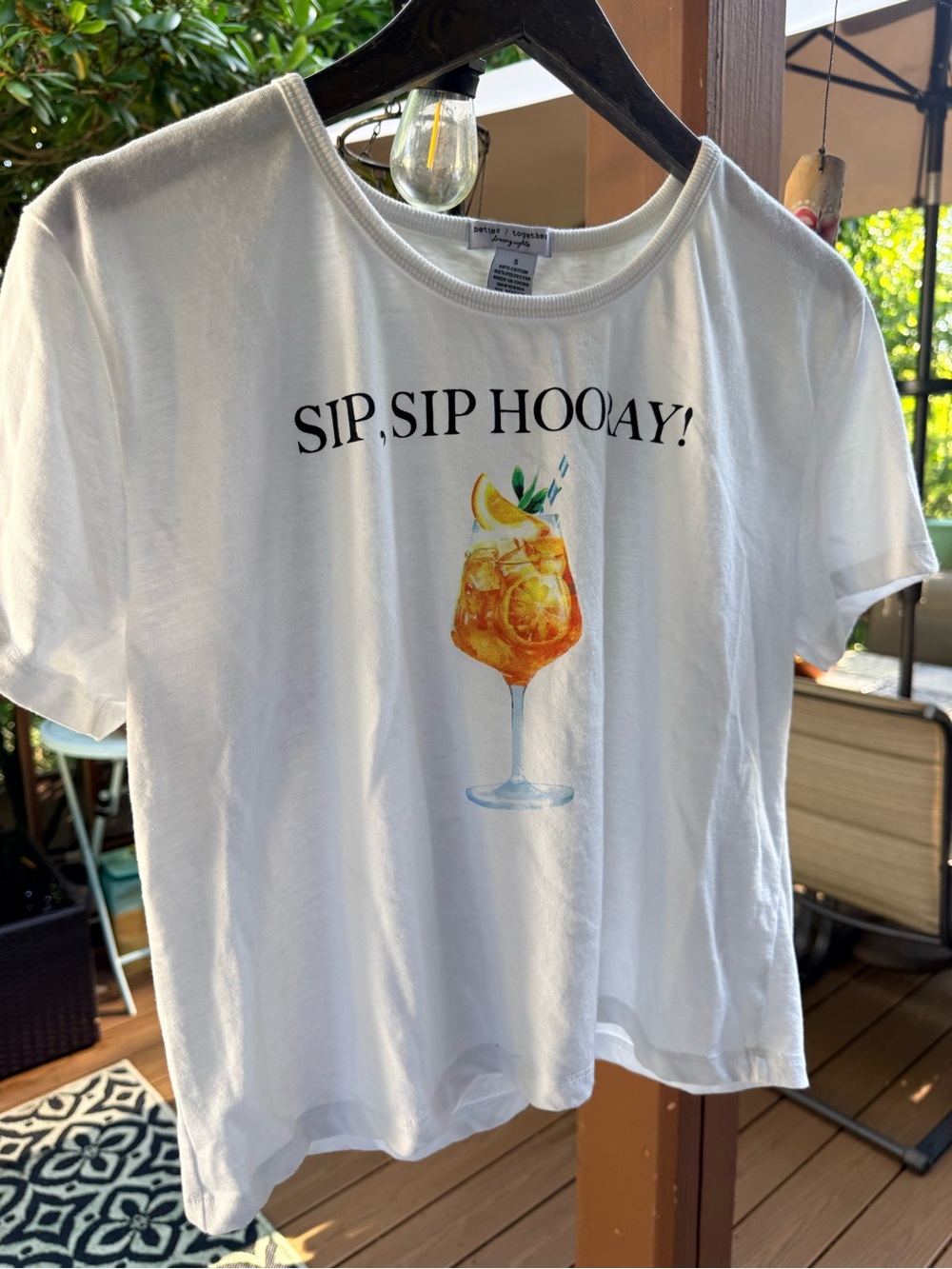 a new day White 'Sip, Sip Hooray!' Short Sleeve Graphic Tee